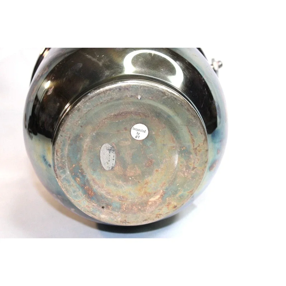 Vintage Antique Silverplated‎ Newport Swing Top Ice Bucket Milk Glass Interior